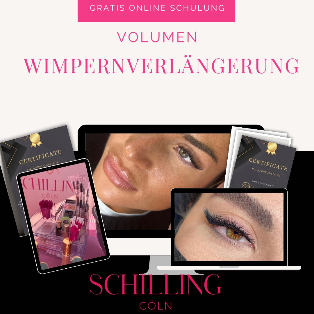 Online-Schulung mit Starter Set für Wimpernverlängerung Volumen